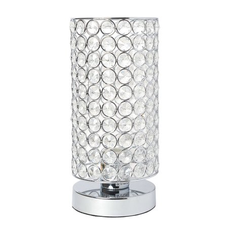 ELEGANT DESIGNS Elipse Crystal Cylindrical Uplight Table Lamp, Chrome LT1051-CHR